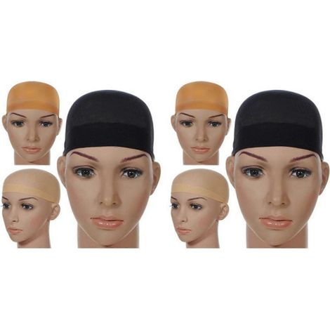 Bonnets/filets à cheveux pour perruques, compatibles avec les perruques tissées, lot de 4, bonnets à perruque en maille élastique, taille unique (noir). (1/5)