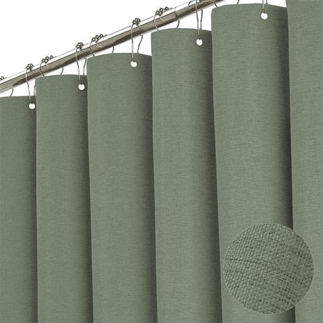 Rideau de douche en lin de qualité supérieure 240 x 200 cm Imperméable Anti-moisissure Pour salle de bain Vert 180 x 200 cm (1/5)
