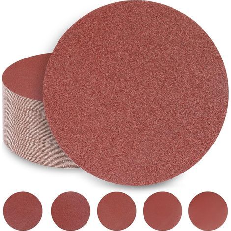 Disques de Ponçage 180 mm 10 x 40/60/80/120/240 Grain 180 mm Disques Abrasifs pour Ponceuse Cloison Sèche Ponceuse Girafe (50 Disques) (1/5)
