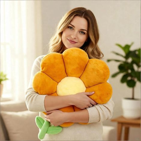 JF HOME BLISS Flower Shaped Pillows Large Throw Cushion Plush Seating Pad for Bedroom Living Room Sofa Chair Decor Pillow Seating Solution Versatile Pillow Interior Décor 1Pc (Orange) (1/5)