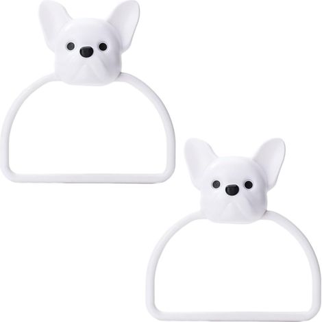 Porte-serviettes adhésif en plastique ABS, design rotatif avec tête d'animal, lot de 2, durable et (1/5)
