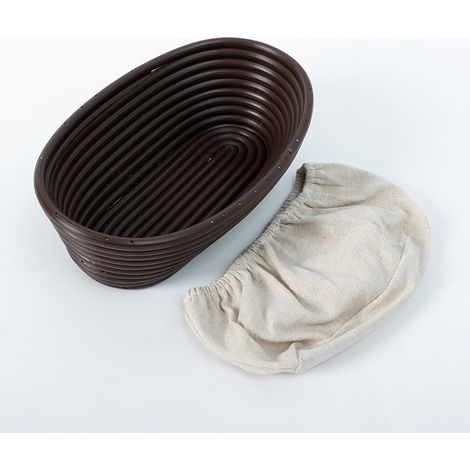 Panier de fermentation à pain rond en imitation polypropylène de rotin lavable, panier de fermentation avec doublure en coton, outil de boulangerie fait maison, 11 x 6 cm (housse en tissu fournie) (1/2)