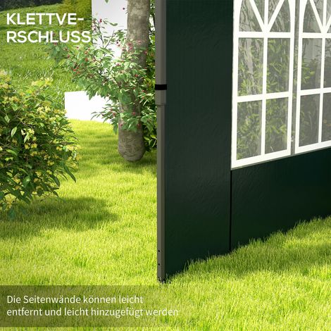 2 pièces Parois latérales pour tonnelle 3x3 3x6 imperméables, panneaux de côté avec fenêtre vert foncé (1/4)