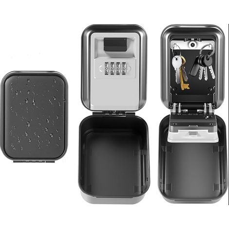 Coffre-fort à clés avec code numérique extérieur, 4 chiffres avec code lumineux, boîte à clés, étanche et inoxydable, extérieur, maison, bureau, garage (1/5)