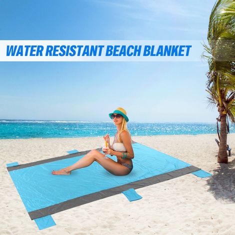 Couverture de plage résistante à l'eau, avec poches d'angle, piquets, tapis de pique-nique résistant au sable, pour voyage, Camping, randonnée (1/5)