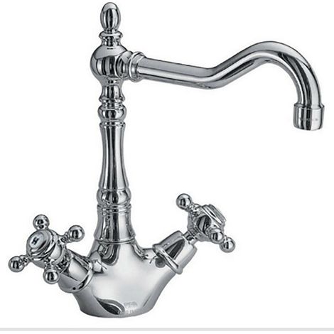 ROBINET D'ÉVIER DE CUISINE À BEC HAUT MITIGEUR D'ÉVIER CHROME ANTIQUE JH-1693 (1/4)