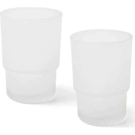 Lot de 2 gobelets de Rechange en Verre dépoli – Organisateur hygiénique pour Brosse à Dents – Design élégant et Pratique – Taille Standard… (1/4)