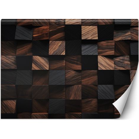 Wallpaper, Wood mosaic cube 3D - 100x70 (1/5)