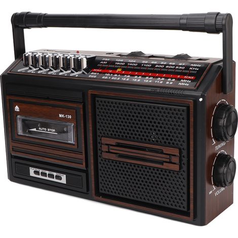 Lecteur/enregistreur de cassettes, radio AM/FM portable, silencieux, compatible avec les appareils électroniques, pour personnes âgées et enfants, marron, prise américaine 110 V (1/5)