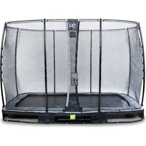 EXIT Elegant Ground Trampoline 7x12ft with Economy Safety Net – Black