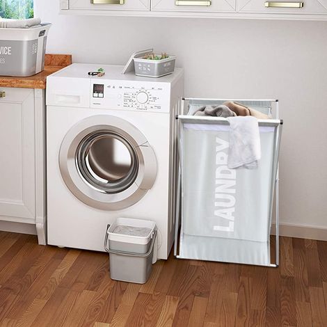 43883 Cesto para la ropa sucia Laundry con cierre y asas para transportar  Color: Gris