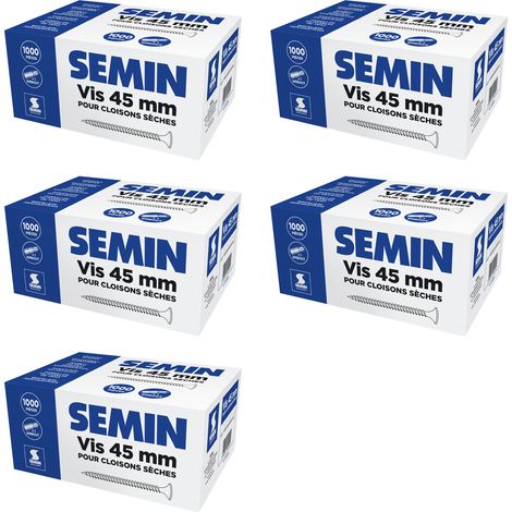 Lot de 5 x 1000 vis auto perceuse Semin pour la fixation des plaques de pâtre sur l'ossature - intérieur - 45 mm (1/5)