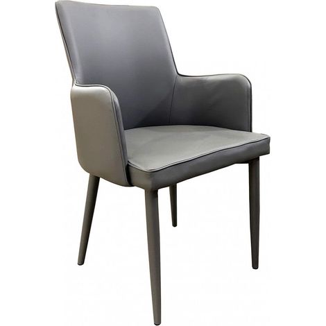 Sedia poltrona da interno in ecopelle con seduta imbottita Francy -  DarkGrey