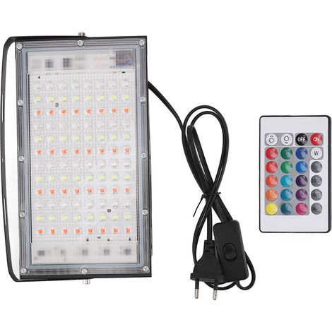 Projecteur LED Extérieur 100W RGB IP66 Étanche Aluminium Télécommande Éclairage Paysager Décoration Jardin Fête Scène (1/5)