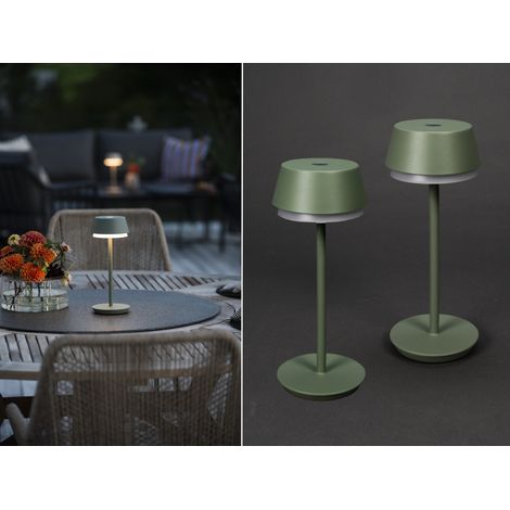 Akku Tischleuchte 2er Set für Outdoor dimmbar, kabellos in Mintgrün, 30cm (1/5)