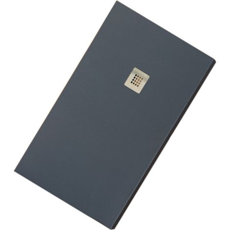 Piatto Doccia 90x120 cm Marmo Resina - Tagliabile - Con Griglia in Acciaio - Antracite (1/3)