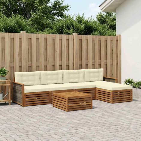 vidaXL Outdoor-Sofagarnitur mit Kissen 6 pcs Natur und Creme (1/5)