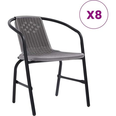 Maison Exclusive - Sedie da Giardino 8 pz in Plastica Rattan e Acciaio 110 kg (1/5)