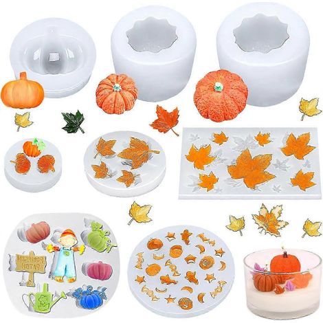 moules en silicone pour bougies citrouille, moule à bougie feuille d'érable pour Halloween, moule 3D en silicone époxy pour décorations d'Halloween, bougies, aromathérapie (1/5)