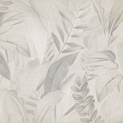 papier peint panoramique feuilles dessinées gris - Komar (1/4)