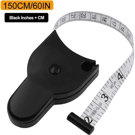 Mètre ruban auto-serrant de 150 cm/60 pouces, noir, règle télescopique automatique ronde