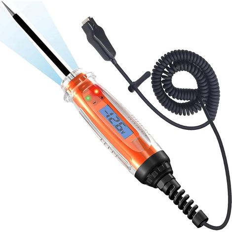 Comprobador digital de circuitos eléctricos para automóviles con alarma sonora, advertencia de sobretensión, luces LED, lápiz de prueba eléctrica para camiones, autocaravanas y motocicletas. (1/5)