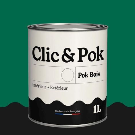 Peinture Bois Extérieur – POK BOIS - 1L - RAL 6016 - Vert turquoise- Résistante aux intempéries - Ne s'écaille pas