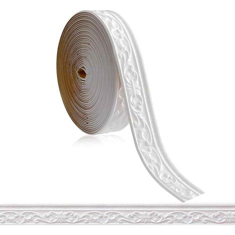 Wandlijst - 9,2 m Largo - 7,8 cm Ancho - Para Paredes Puertas Y Muebles - Flexible Resistente A Curvas - Blanco (1/5)