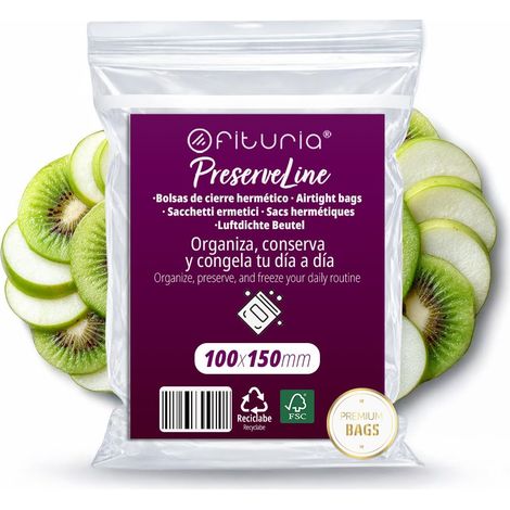 Sachets ZIP Transparents 100x150 mm avec Fermeture Hermétique, Sacs Zip pour Aliments, Snacks, Congélation et Organisation de Cuisine et de Voyage (100 Sachets) (1/5)