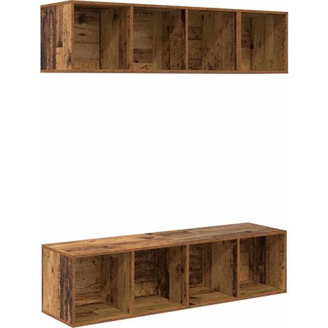Maison Exclusive - TV-Schrankset Wandmontiert 3 pcs Altholz Holzw