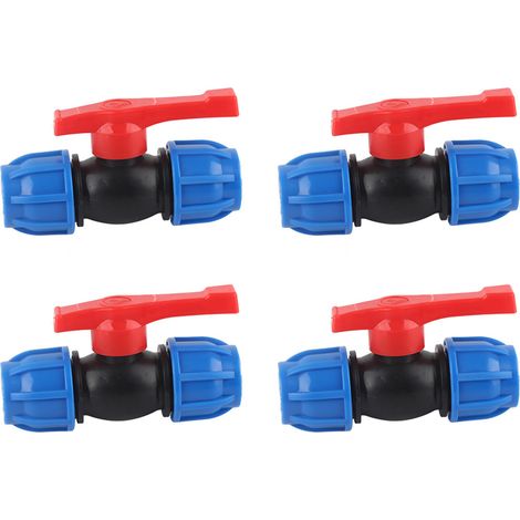 Lot de 4 vannes à boisseau droit en PE 3/4 pouce pour tuyauterie extérieure, robinet d'arrêt pour jardin et maison, raccords de canalisation. (1/5)