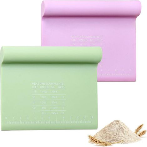 Lot de 2 spatules à pâte en silicone avec échelle de mesure, flexibles et antiadhésives