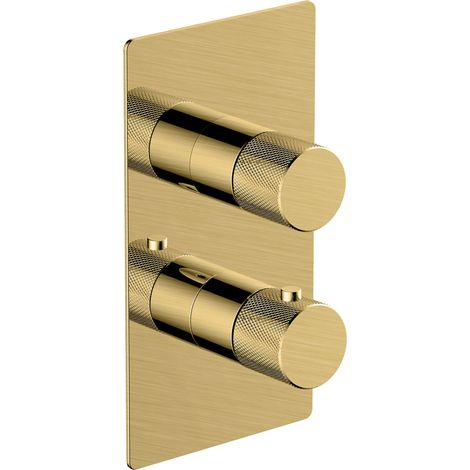RAK Amalfi Brushed Gold Concealed 2 Handle Thermostatic Dual Control Shower Valve - RAKAMA3302G (1/2)