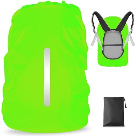 Housse de pluie imperméable et réfléchissante pour sac à dos, anti-poussière, antivol, idéale vélo, randonnée, camping. (1/5)