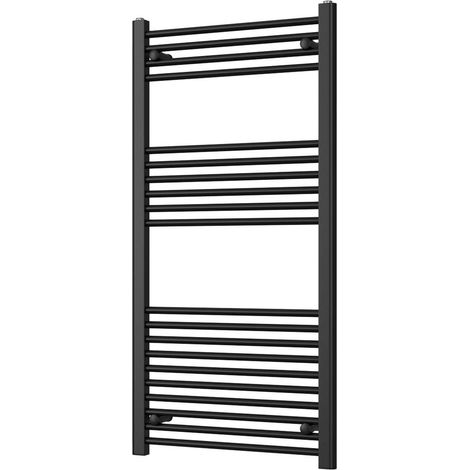 Zennor - Black Heated Towel Rail - H1200mm x W600mm - Straight (1/3)