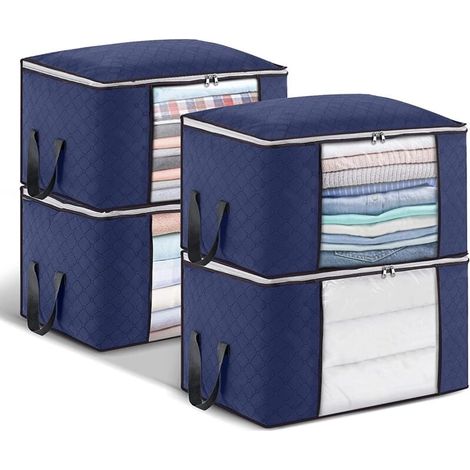Lot de 4 sacs de rangement pour vêtements de grande capacité, organisateur de solution, sac de rangement pliable pour couette, boîtes de rangement anti-moisissure pour placard (1/3)