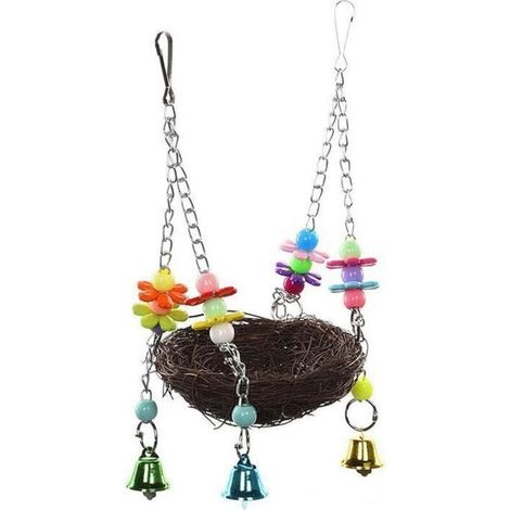 Jouet pour perroquet, nid d'oiseau, paille, fournitures pour oiseaux, nid en rotin, balançoire, cage à oiseaux