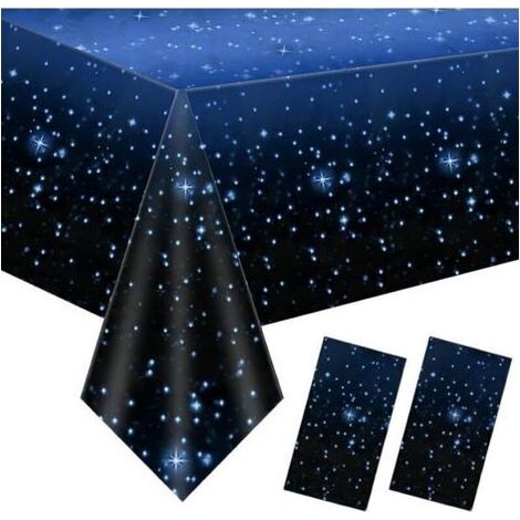 ALLIANDIS2PCS Nappe à Ciel Etoilé, 137x274cm Rectangulaire Nappe, Nappes de Fête, Nappe Imperméable Plastique Anniversaire, Nappe Réutilisable de Romantique Thème du Ciel Etoilé Cuisine Fête Pique-Niq (1/3)