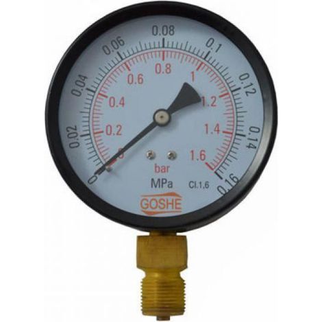 Manomètre - 100 mm - Échelle 0 à 1,6 bar - Entrée M20x1,5 avec réduction 1/2" BSP - Pour air huile eau - Unité (1/3)