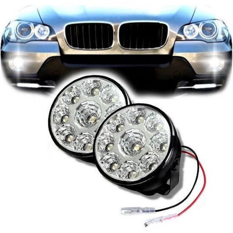 Trade Shop - Faro Faretto Led Smd Auto Coppia Fari Faretti Fendinebbia Suv Luci Diurne 9 Led - (1/5)