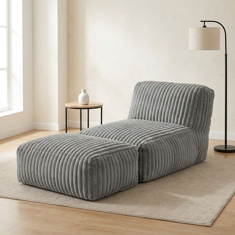 Chaise longue modular convertible en cama, gris claro, 160x80x66 cm (1/5)