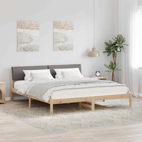 Estructura de cama con cabecera Marrón y taupe 200 x 200 cm