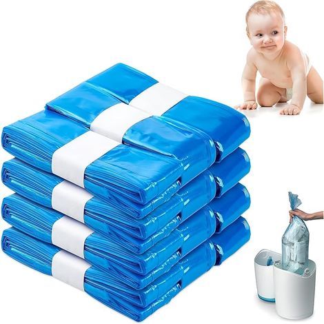12 Pièces Recharge Poubelle Couche, 4.5 Mètres Sac Poubelle Couches Anti-Odeur, 7 Couches Recharges Étendu Épaissi pour Chat & Bebe, Sacs pour Boîte Déchets Rechargeable Capacité Grande (Bleu) (1/5)