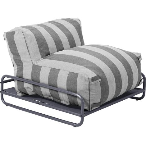 Chauffeuse rayée salon de jardin modulable et structure grise - Mixi