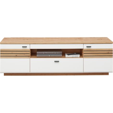 TV-Lowboard 190cm breit, weiß mit Eiche, FALLON-55 (1/5)