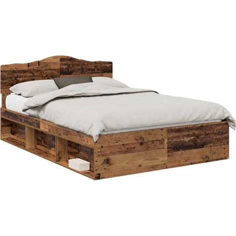 Cadre de lit Bois ancien 150 x 200 cm Bois de pin massif vidaXL (1/5)