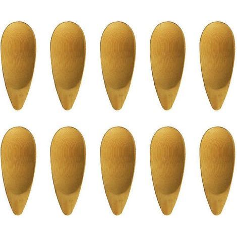 Lot de 10 cuillères à café en bambou carbonisé, petites cuillères à mélanger pour café et confiture, pour la maison et le bureau. (1/4)