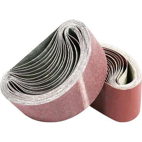 15pcs Bande Abrasive 75 x 533 mm, Ensemble de Bandes Abrasives Mixte (3x Grains 80/120/150/240/400) Bande de Ponceuse pour Ponceuses à Bande Portable, Métal, Bois, Ponçage, Polissage (1/5)