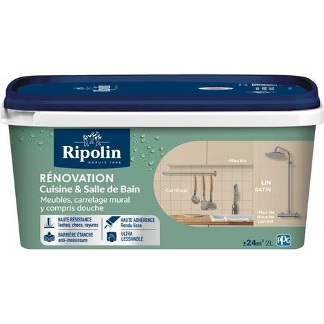 Peinture rénovation cuisine et salle de bain - Lin - Satiné - Ripolin - 2L