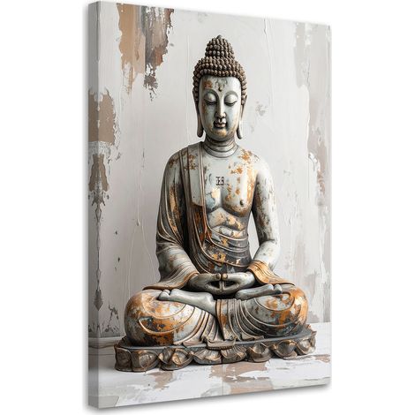 Tableau déco Bouddha Zen Spa sur fond gris 60x90 (1/4)